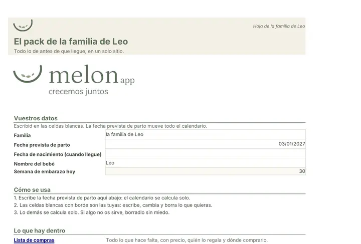 Vuestros datos, en el pack de ejemplo de la familia de Leo